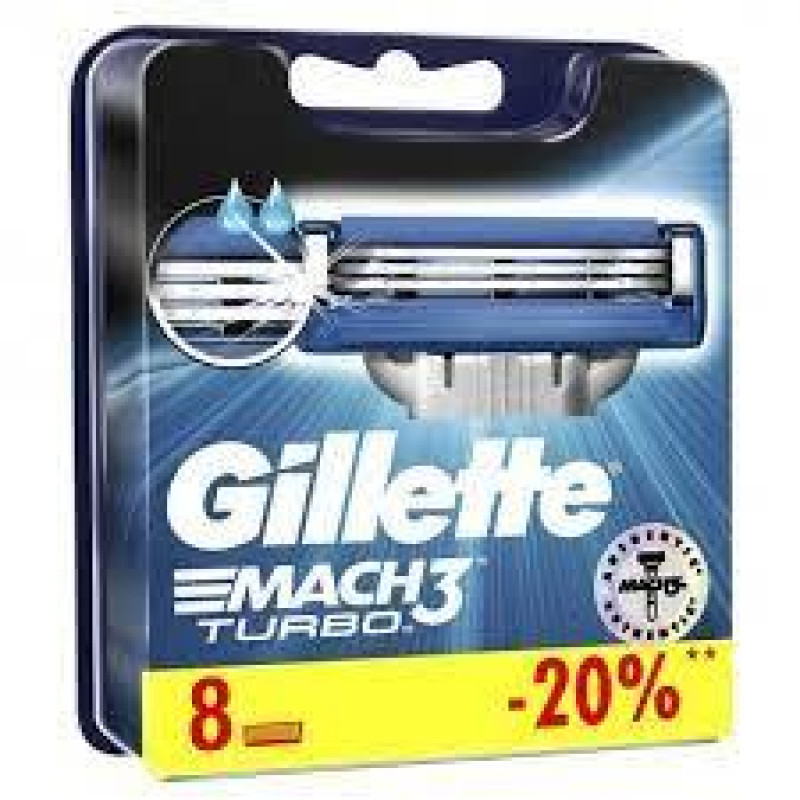 Gillette Mach3 Turbo Касети для станкiв (8шт.)