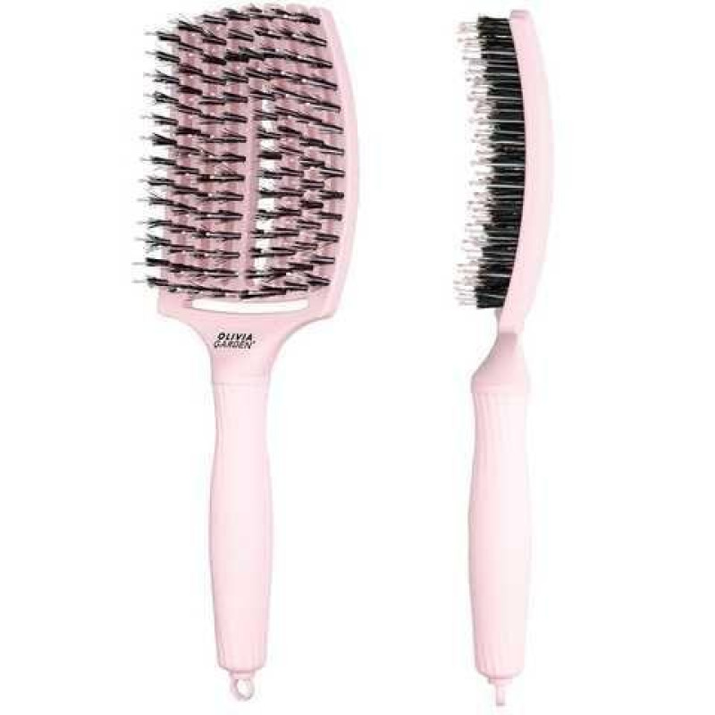 Olivia Garden Щітка FINGER BRUSH Boar&Nylon ThinkPink 2024 Soft Pink комбінований M