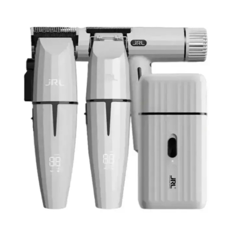 JRL Набір машинка + тример + шейвер + фен білого кольору Ghost Onyx White Combo JRL-GH2024-3