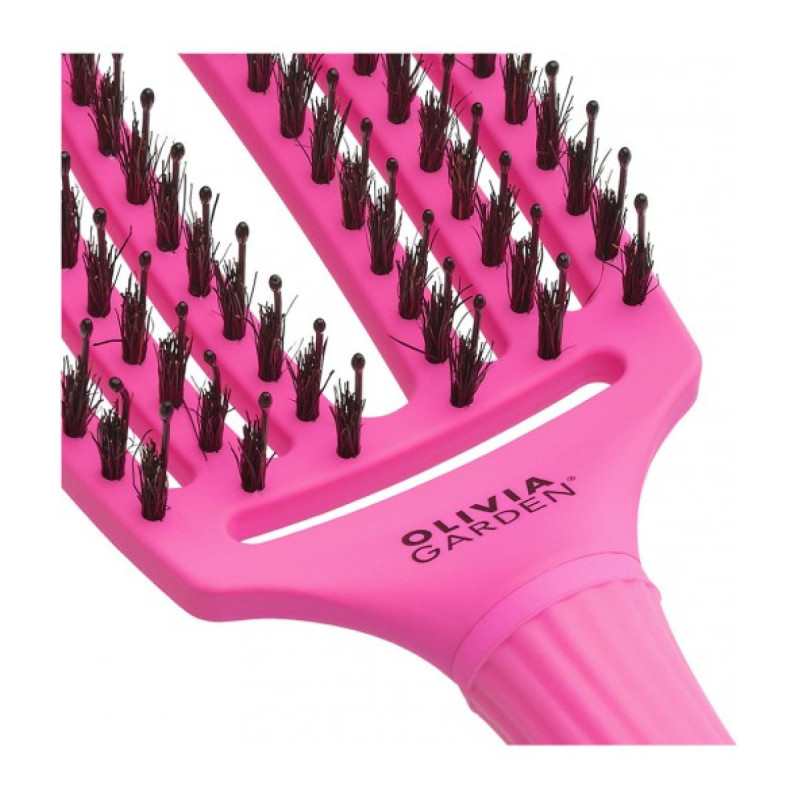 Olivia Garden Щітка FINGER BRUSH Boar&Nylon ThinkPink 2023 Neon Pink комбінований M