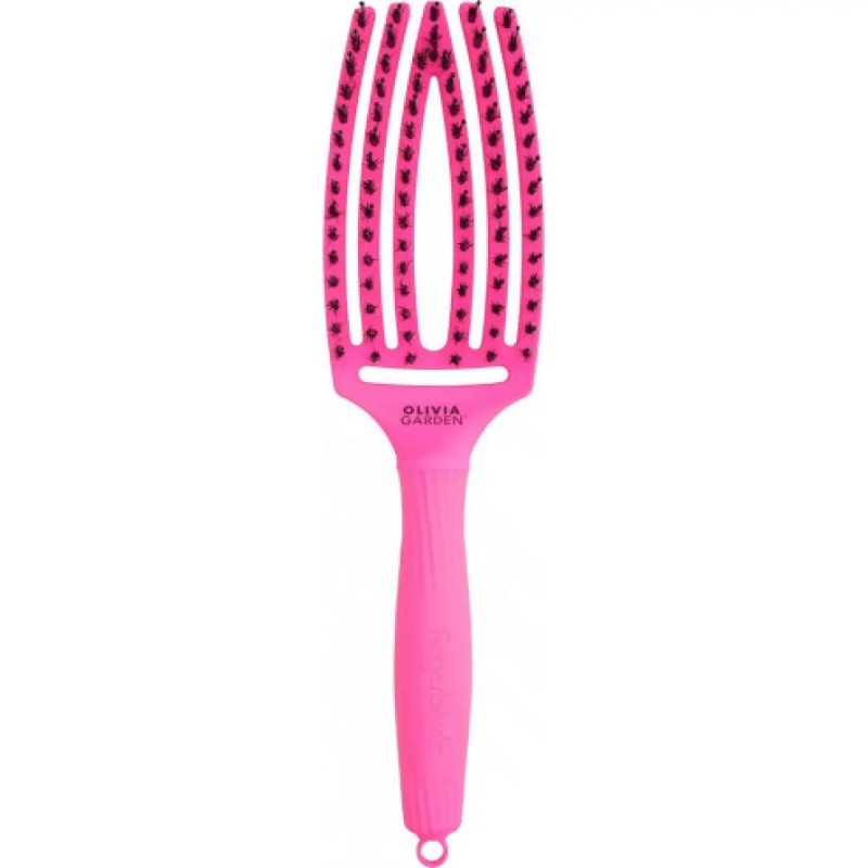 Olivia Garden Щітка FINGER BRUSH Boar&Nylon ThinkPink 2023 Neon Pink комбінований M