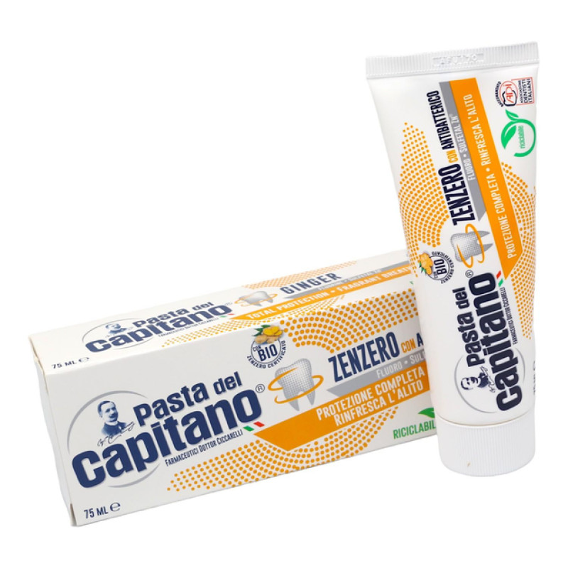 Capitano зубна паста "Zenzero Antibatterico" (імбир) з антибактеріальним ефектом 75мл