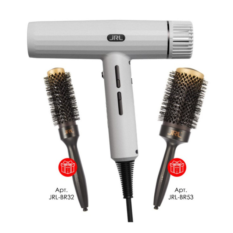 JRL Акційний набір фен Forte Pro H + щітки JRL-BR32 та JRL-BR3 в подарунок (білий) JRL-FP2401W